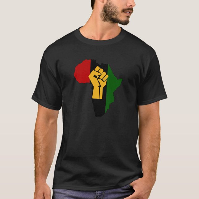 T-shirt preto II do punho de África Rasta (Frente)