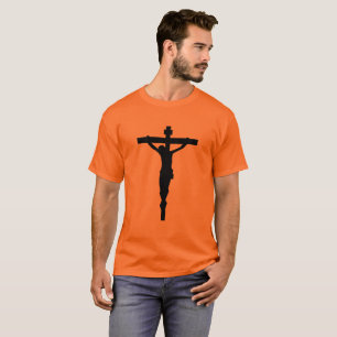 T-shirt preto Jesus católico cristão do crucifix