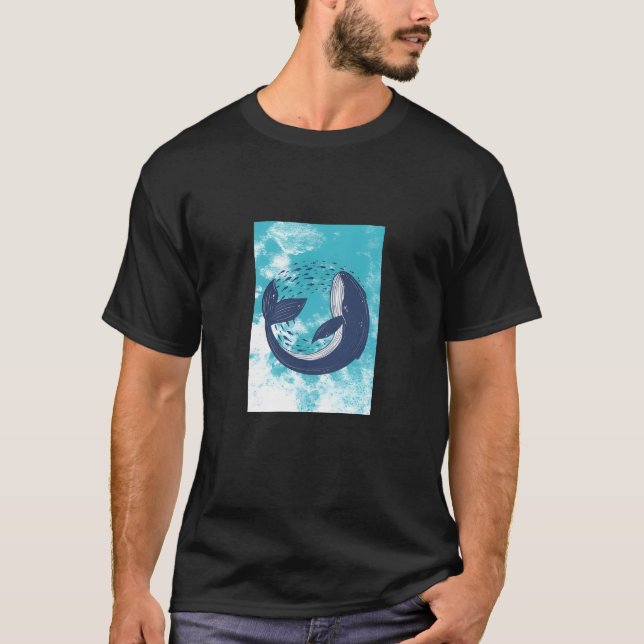T-Shirt Preto na moda com Design Abstrato Único (Frente)