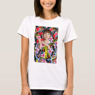 T-shirt Preto órfão   Alison - teste padrão floral
