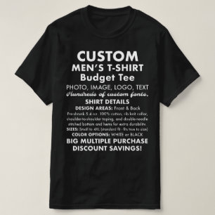 T-Shirt Preto Personalizado de Orçamento Masculino