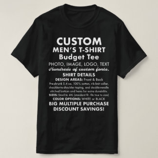 T-Shirt Preto Personalizado de Orçamento Masculino