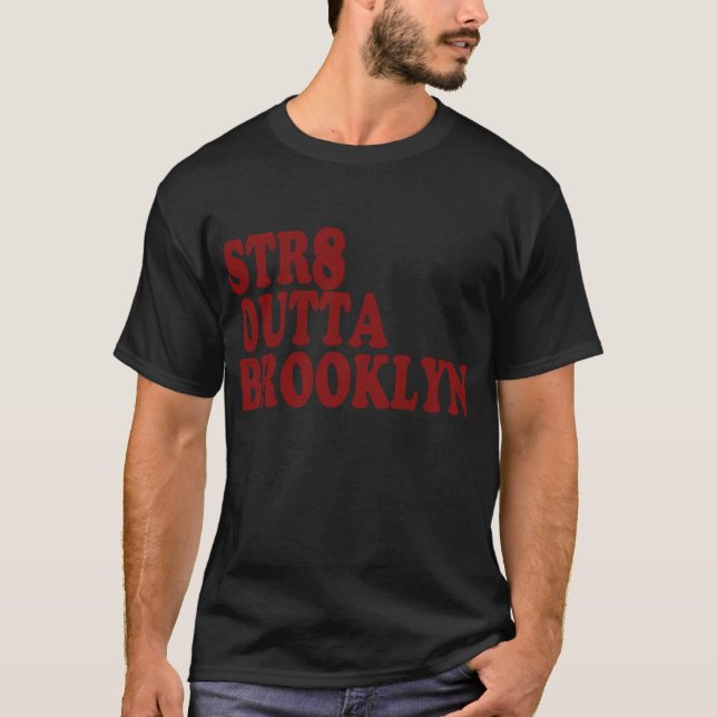 T-shirt preto reto de Outta Brooklyn (Frente)