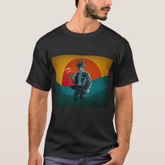 T-shirt preto retro do homem do vintage