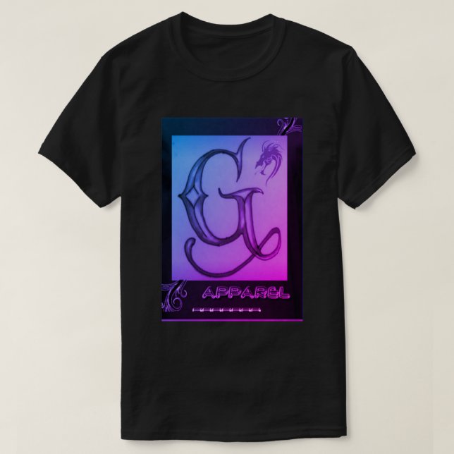 T-shirt preto, roxo, e cor-de-rosa de G/Apparel (Frente do Design)