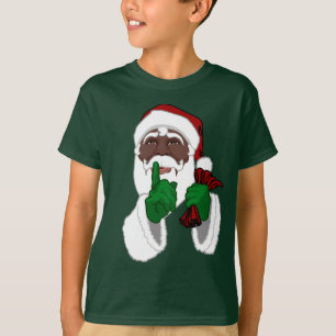 T-shirt pretos do papai noel do miúdo africano da