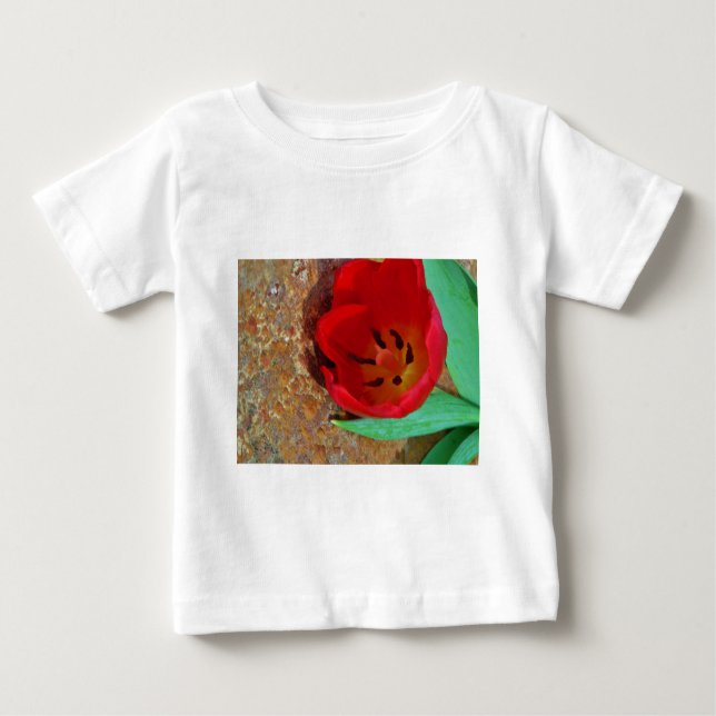 T-shirt Primavera amarelo e Red Tulip (Frente)