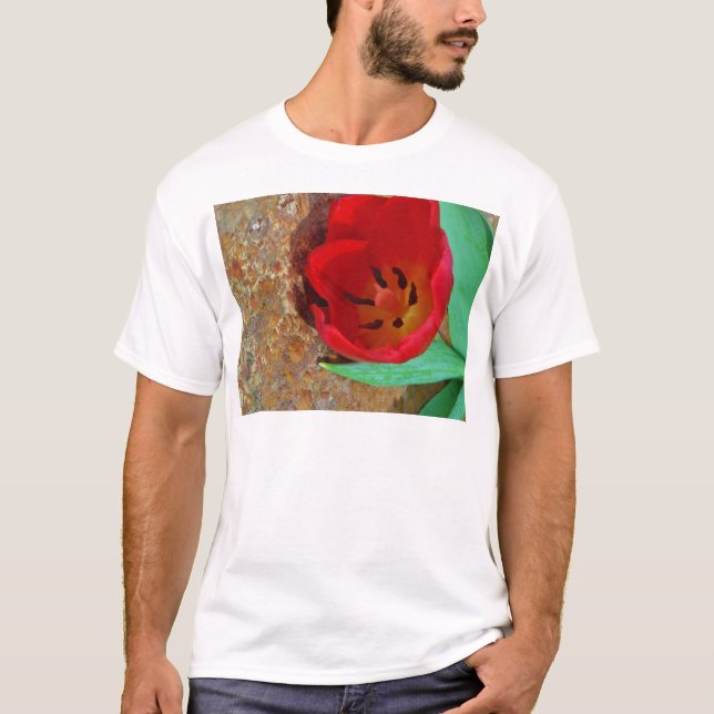 T-shirt Primavera amarelo e Red Tulip (Frente)