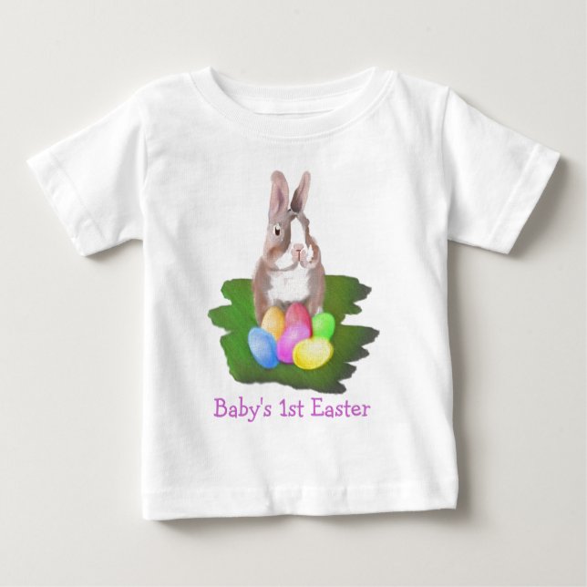 T-shirt Primeira Páscoa do bebê (Frente)