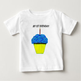 T-Shirt primeiro aniversario Azul-Cupcake-Grafo