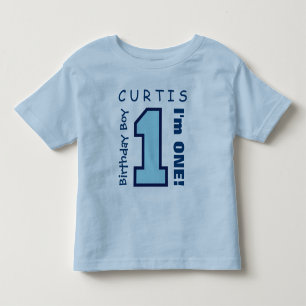 T-shirt primeiro aniversario Boy BLUE One Year Custom Name