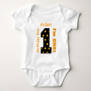 T-shirt primeiro aniversario Boy STARS 1 ano Nome personal