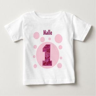 T-shirt Primeiro aniversario Camo e bebê de um ano V31A