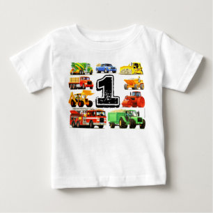 T-shirt Primeiro aniversario de Caminhões Grandes do Baby