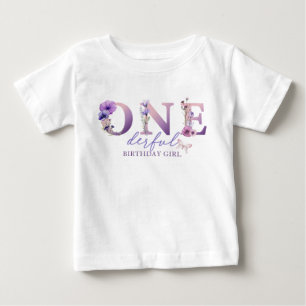T-Shirt primeiro aniversario de flor selvagem mara