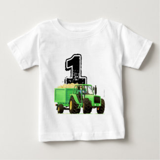 T-shirt Primeiro aniversario de Trator Verde Personalizado