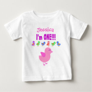 T-shirt Primeiro aniversario de um ano Pequenos Pintinhos 