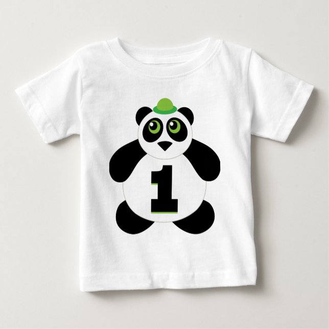 T-shirt Primeiro aniversario de Urso Panda Bonito Refriger (Frente)