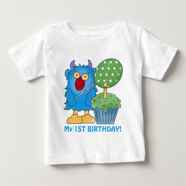 T-shirt Primeiro aniversário do bebê monstro (Frente)