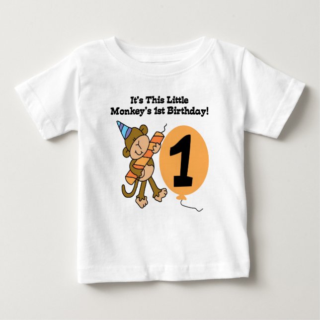 T-shirt Primeiro aniversário do macaco pequeno (Frente)