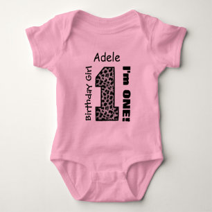 T-shirt primeiro aniversario Girl LEOPARD 1 Ano Nome Perso