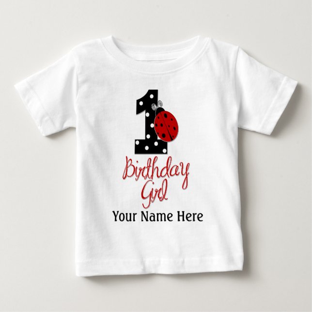 T-shirt primeiro aniversario - Lady Bug - 1 - Ladybug (Frente)