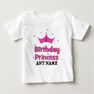 T-shirt primeiro aniversario Princesa! Com coroa rosa