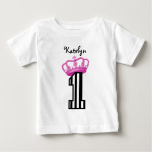 T-shirt primeiro aniversario Princesa Coroa Estrias com Um