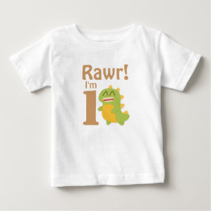 T-shirt Primeiro Aniversário, Rawr! Eu tenho 1, Dino Fofo