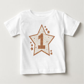 T-shirt Primeiro aniversário, rosa e estrela Dourada