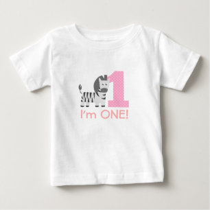 T-shirt Primeiro Aniversário, Sou Um, Zebra Fofa