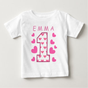 T-shirt primeiro aniversario Um com Nome Personalizado de