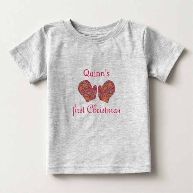 T-shirt Primeiro Natal do Bebê T (Frente)