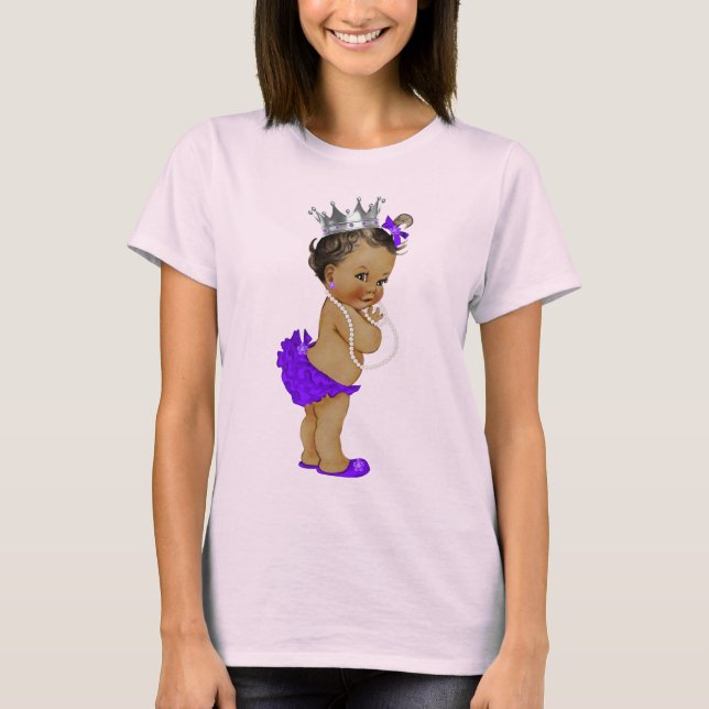 T-shirt Princesa Bebê Étnica e Pérolas (Frente)