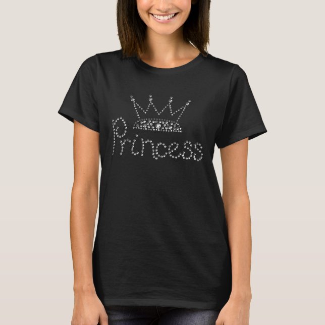 T-shirt Princesa de prata Coroa Printed Jóia Imagem (Frente)