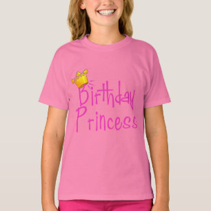 T-shirt Princesa do aniversário com coroa Dourado