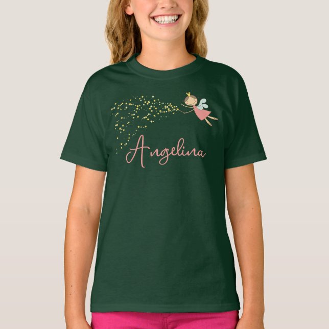 T-shirt Princesa Leiteira Rosa Doce e Estrelas Branca (Frente)