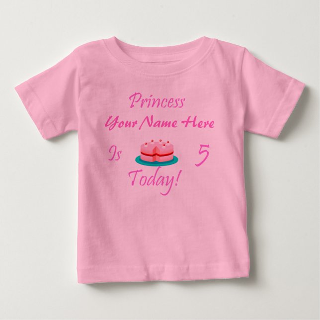 T-shirt Princesa (Seu Nome) é 5 hoje (Frente)