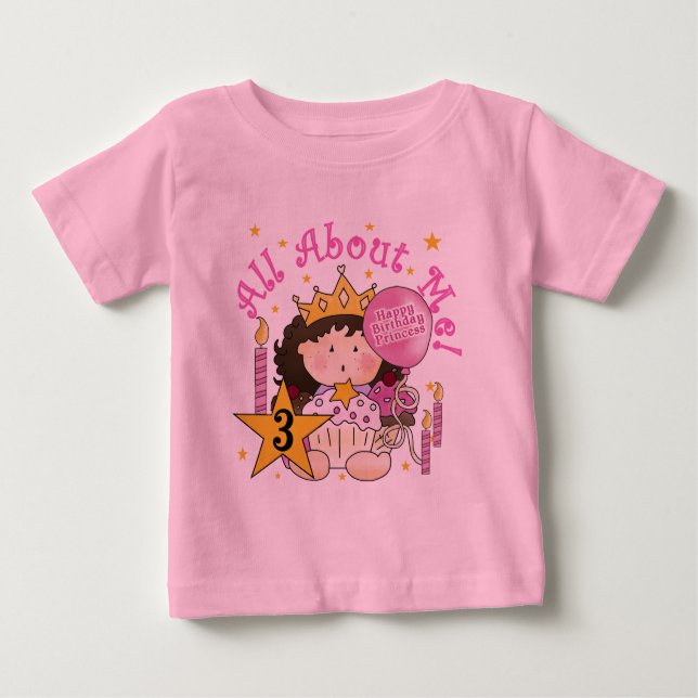 T-shirt Princesa Tudo Sobre Mim aniversário de 3 anos Cami (Frente)