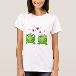 T-shirt Príncipe do sapo e princesa do sapo, com coraçõ