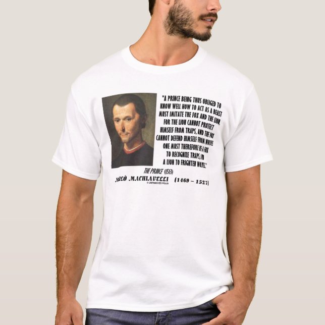 T-shirt Príncipe Imitação Fox e as citações de Machiavelli (Frente)