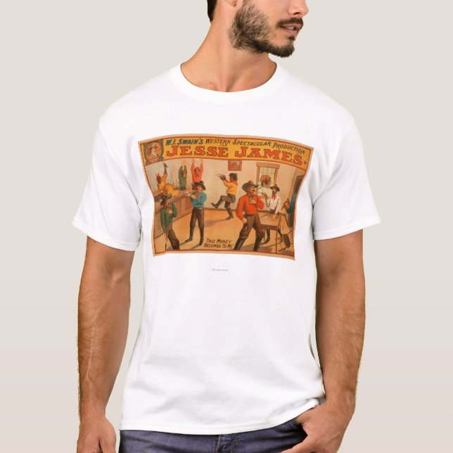 T-shirt Produção espectacular ocidental de Jesse James (Frente)
