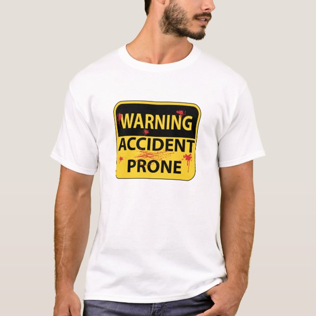 T-shirt propenso a los accidentes de advertência (Frente)