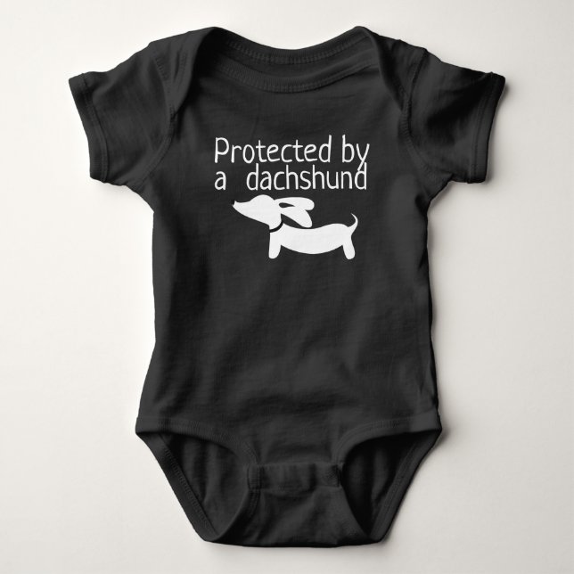 T-shirt Protegido pelo Conjunto de Bebê Dachshund Neutro e (Frente)