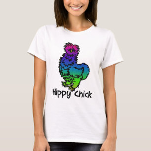 T-shirt psicadélico do pintinho do hippy de Silki