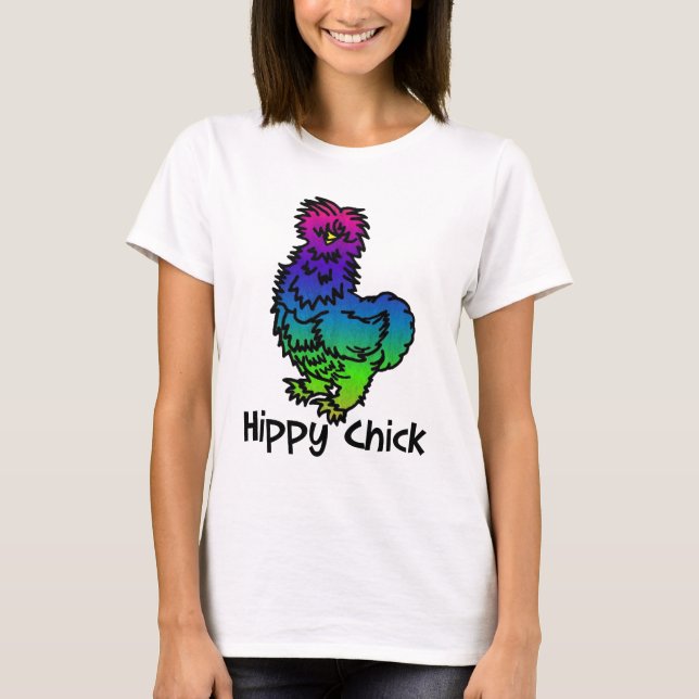 T-shirt psicadélico do pintinho do hippy de Silkie (Frente)