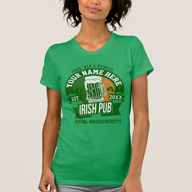 T-shirt Pub Irlandês Personalizado | Dia de São Patrício c (Frente)