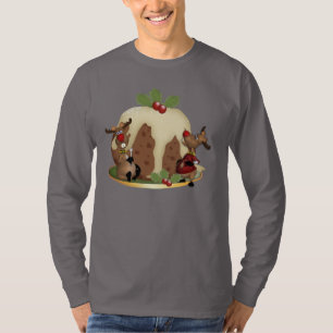T-shirt Pudim e Reindeeer do Natal da ligação em ponte d