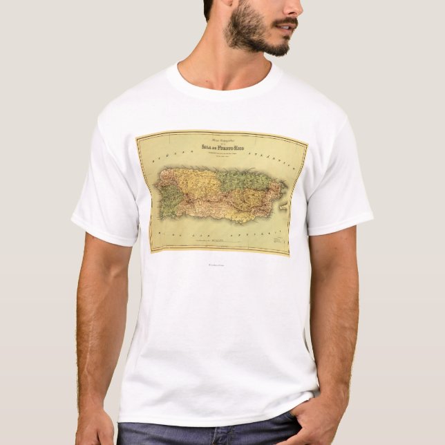 T-shirt Puerto RicoPanoramic MapPuerto Rico (Frente)