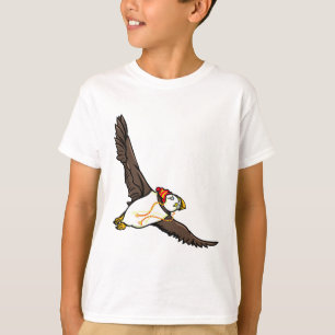 T-shirt Puffin Vestindo um chapéu de inverno maluco
